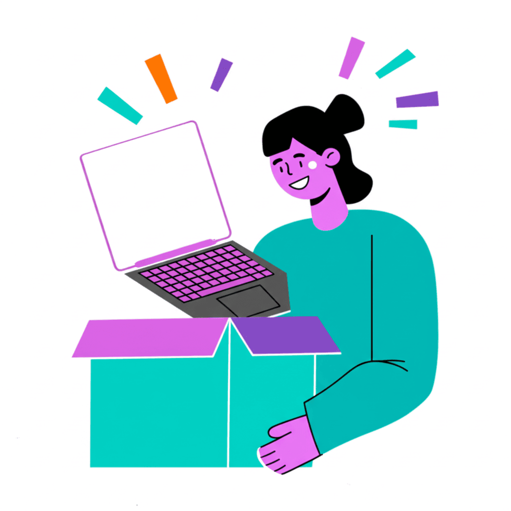 Person receiving a computer